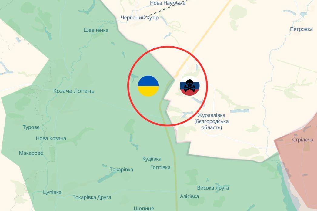 Мапа з місцем, де намагалась прорватися російська ДРГ в Харківській області / Фото: Вячеслав Задоренко / © 