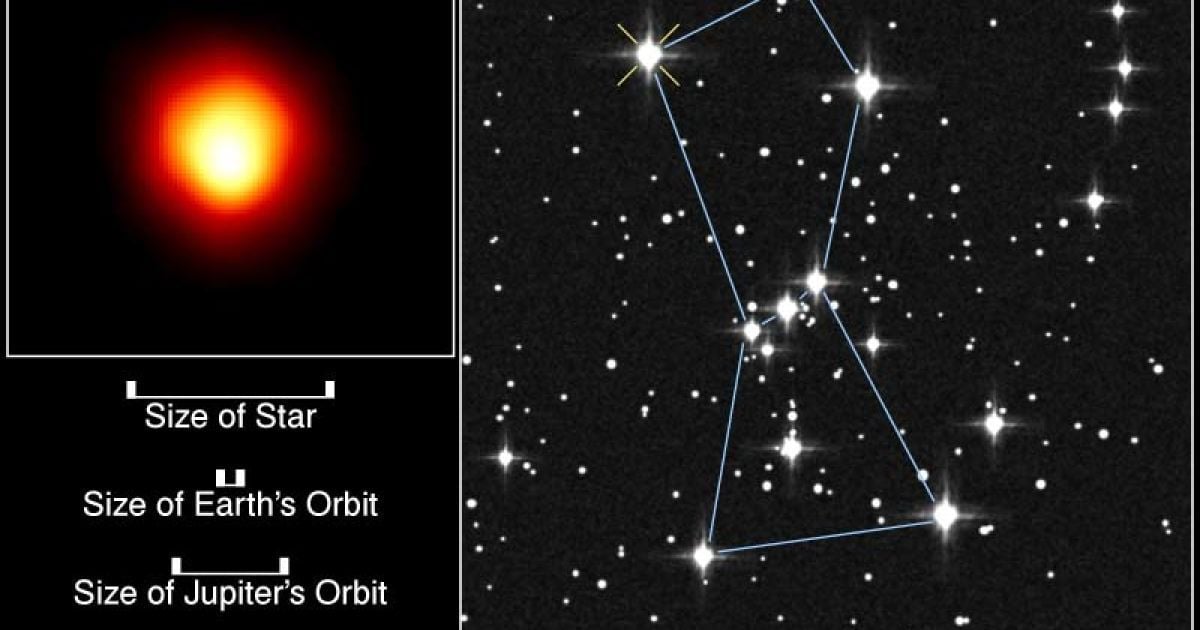 Бетельгейзе звезда фото сравнение с солнцем