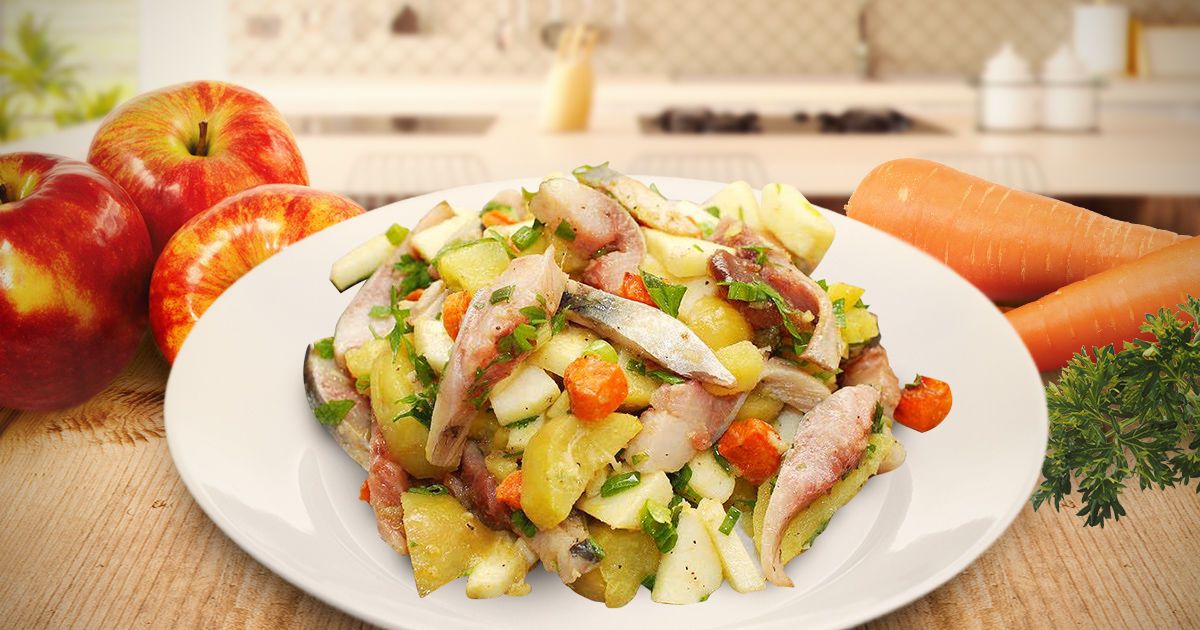 Необычный салат с селедкой