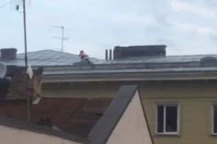 У центрі Львова зняли на відео пристрасну парочку, яка займалась сексом на даху багатоповерхівки