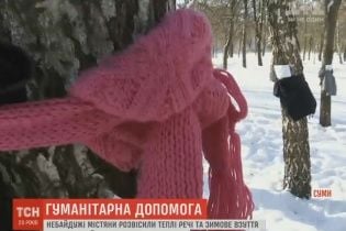 У Сумах на деревах залишають теплі речі і їжу для нужденних