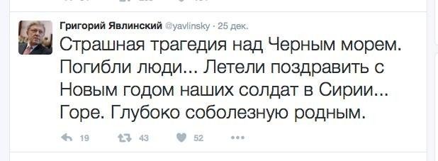 Скрін твіта Григорія Явлинського