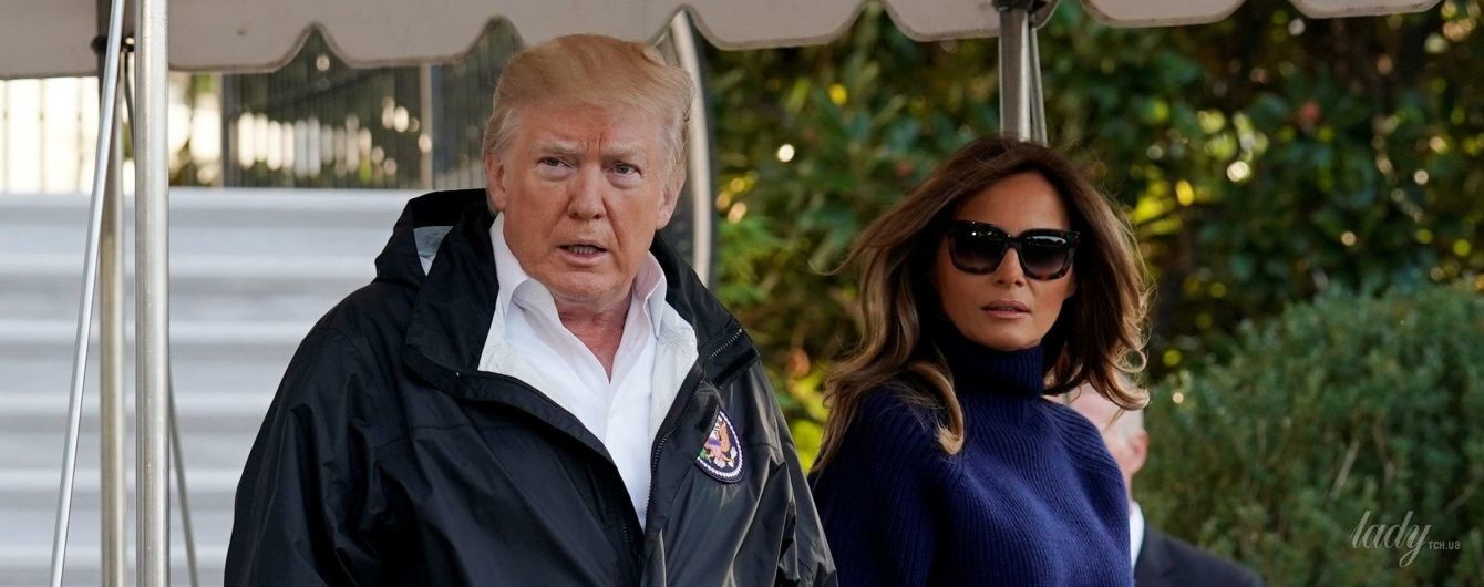 Мелания Трамп прибыла на военную базу в кашемировом свитере и на шпильках
