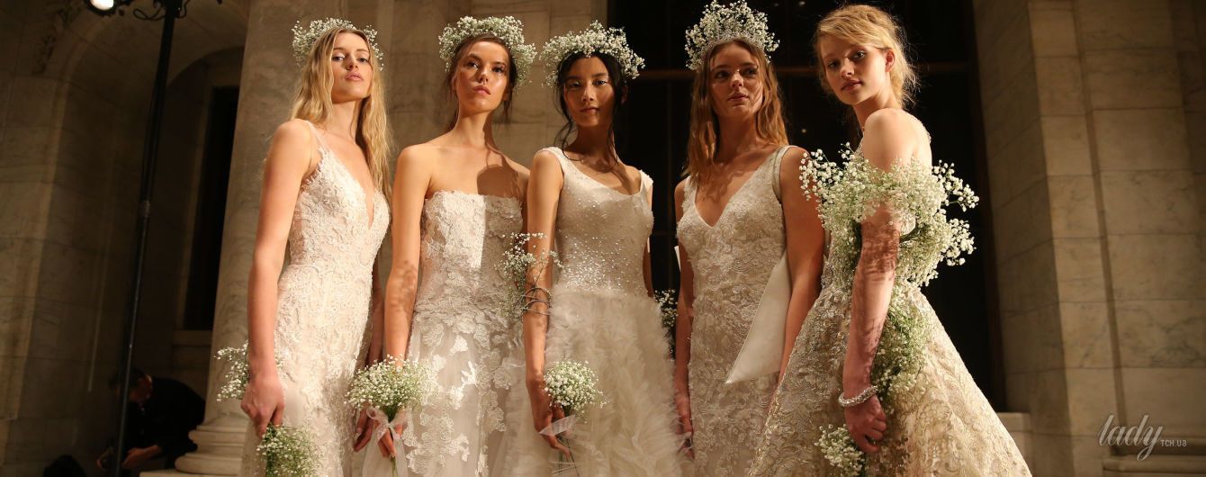 Роскошные свадебные платья в показе Reem Acra осень-зима 2018