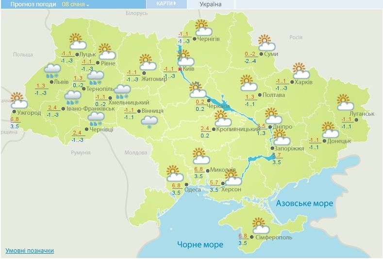 погода 8 січня