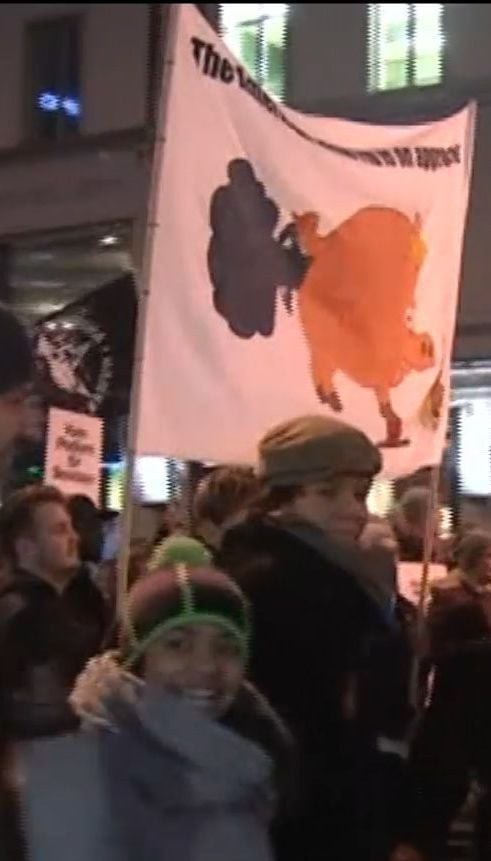 В Давосе протестующие устроили акцию против приезда на форум Трампа
