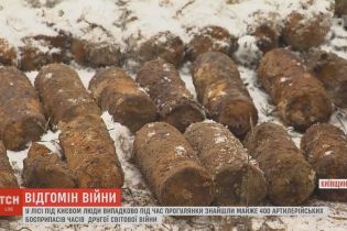 Возле трассы Киева обнаружили склад артснарядов времен Второй мировой войны