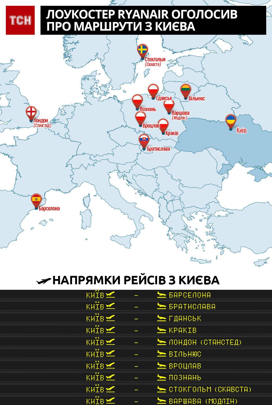 Інфографіка (маршрути з Києва)