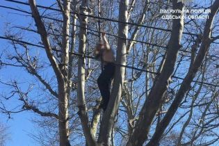В Одесской области патрульные стащили с дерева и спасли самоубийцу
