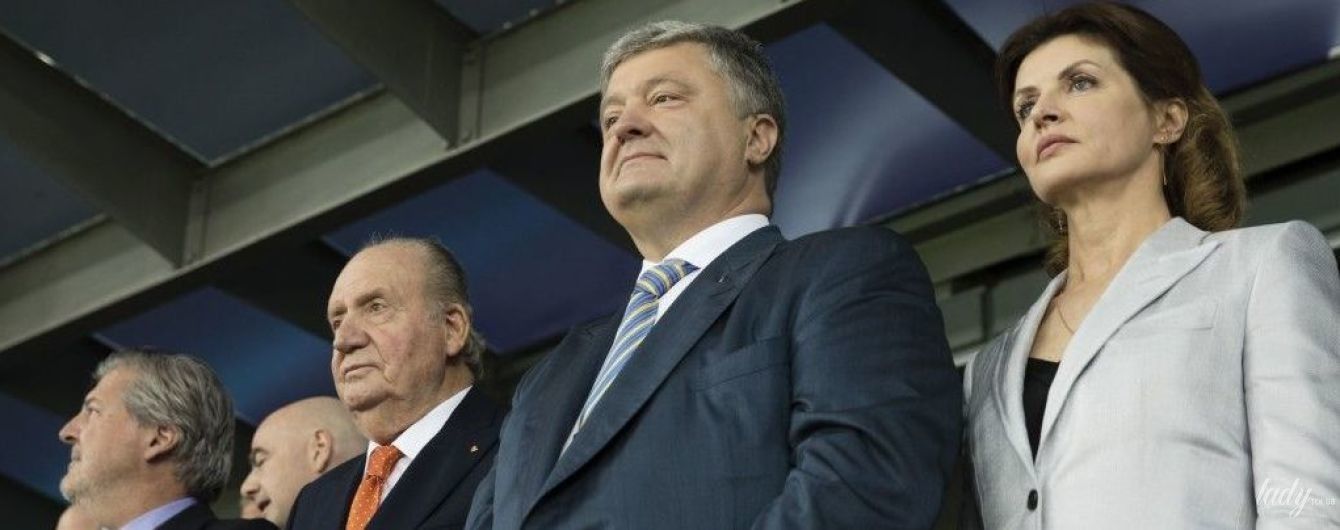 В жемчужно-сером жакете: Марина Порошенко на матче "Реал" - "Ливерпуль"