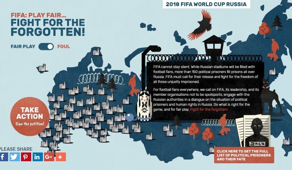 інтерактивну карта Росії з політв'язнями