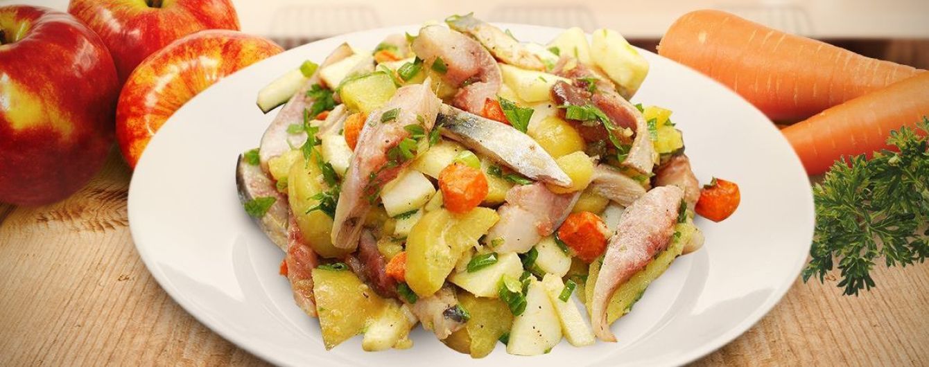 Необычный салат с селедкой