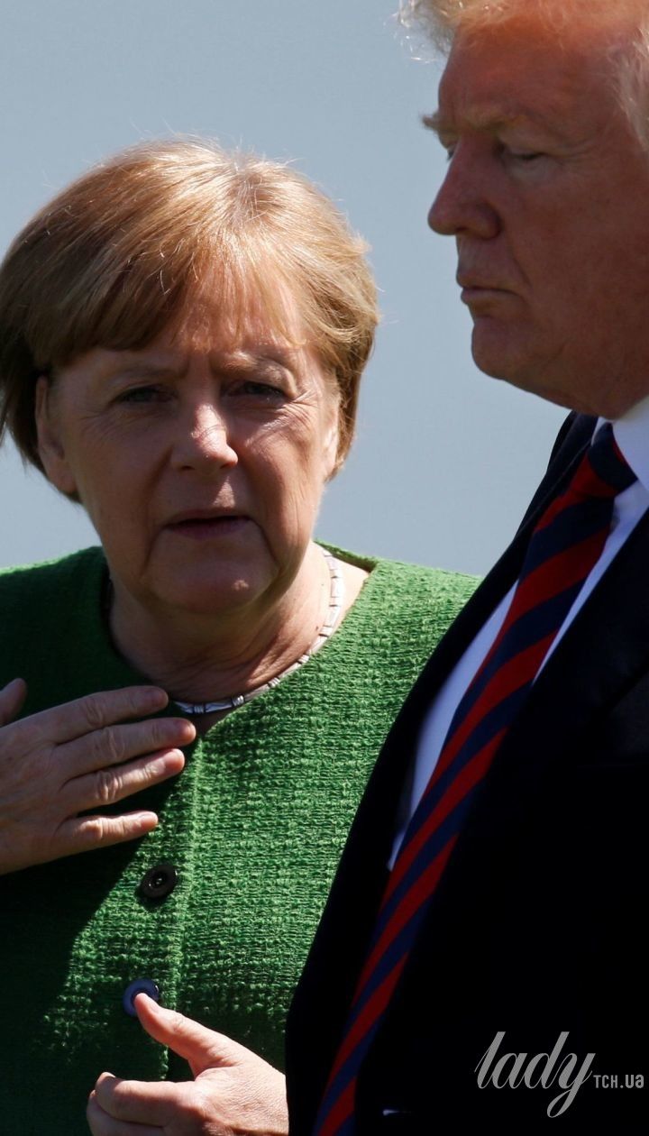 В пиджаке модного цвета: Ангела Меркель поговорила с Трампом у озера