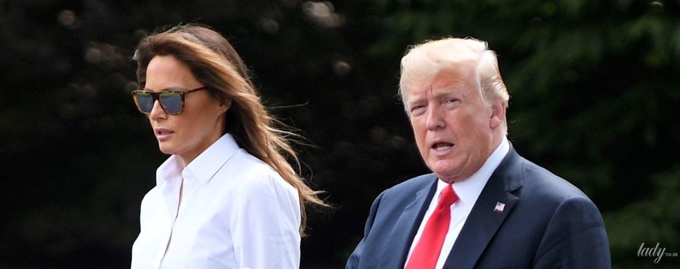 В белых брюках и лимонных лодочках: Мелания Трамп продемонстрировала стильный образ