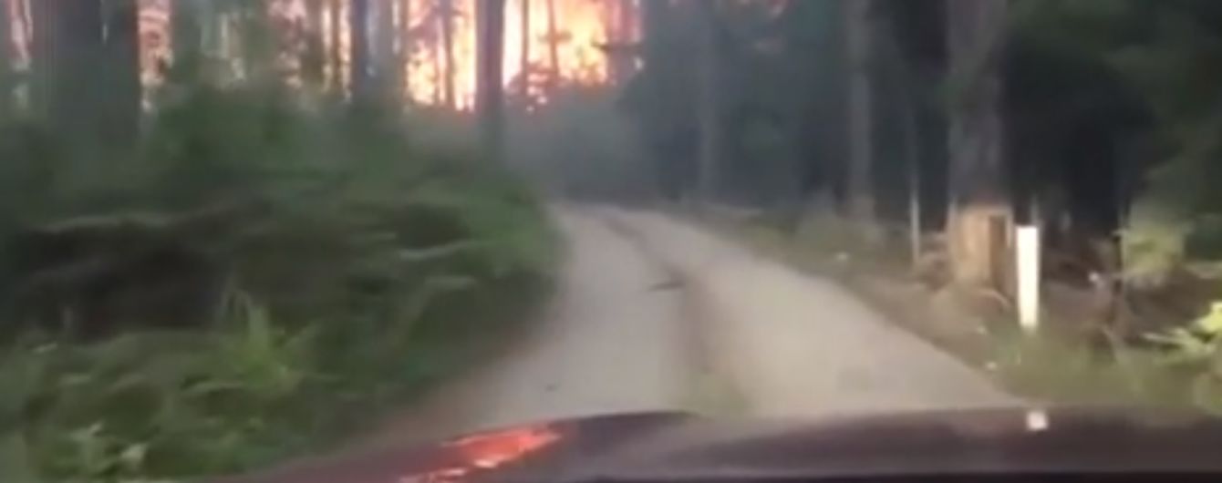 Батько з сином зняли на відео спробу врятуватися від пожежі на позашляховику