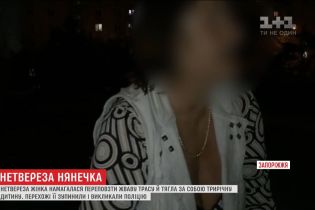 Пьяная переползала дорогу. В Запорожье бабушка во время падения толкнула внучку и та сделала сальто
