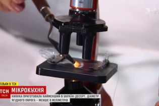 Киевские кондитеры слепили под микроскопом рекордно миниатюрный пирог