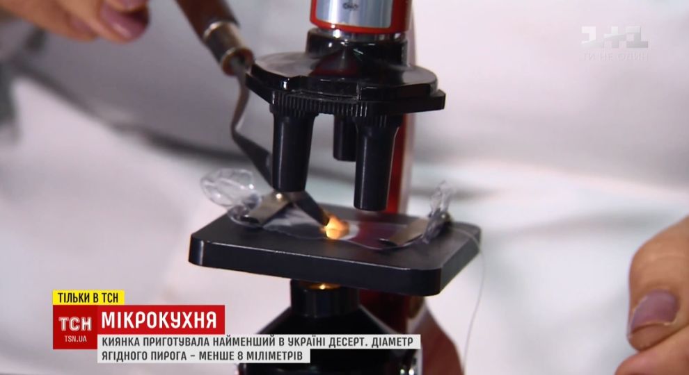 Київські кондитери зліпили під мікроскопом рекордно мініатюрний пиріг