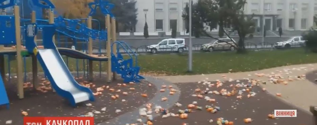 Невідомі розсипали у парку Вінниці тисячі гумових каченят