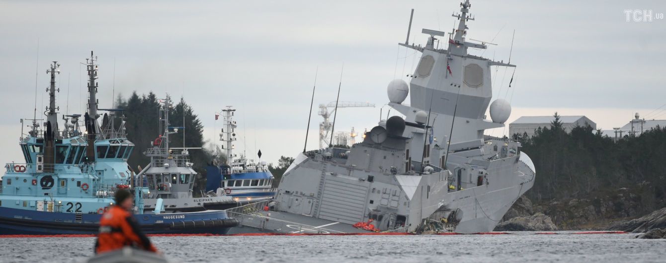 Столкновение кораблей в Норвегии: военный фрегат спасли от затопления