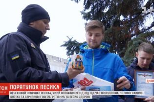 Юнак у Дніпрі кинувся на порятунок собачки, який тонув у крижаній воді