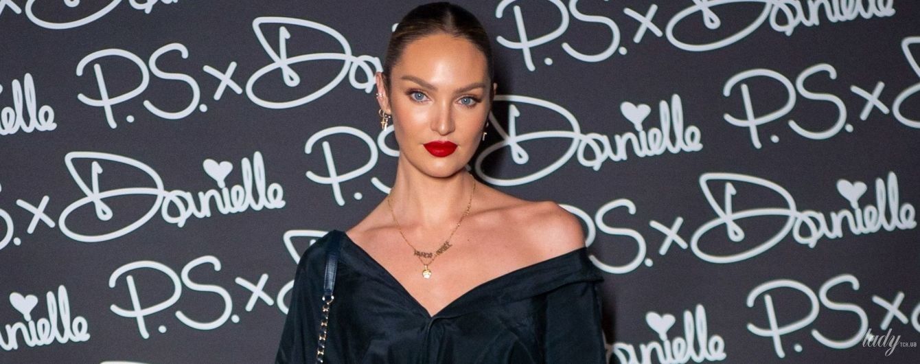 В коже, с яркими губами и сумкой Chanel: Кэндис Свэйнпоул на презентации в Нью-Йорке