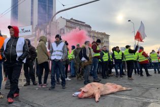 Туша свиньи, разбросанные яблоки и сожженные шины: в Польше протестуют фермеры