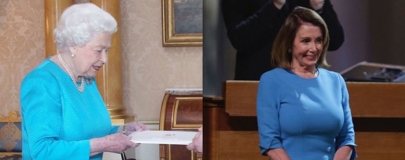 Битва голубых платьев: 92-летняя королева Елизавета II vs 78-летняя Нэнси Пелоси