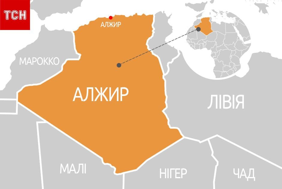 Алжир, мапа, для блогів