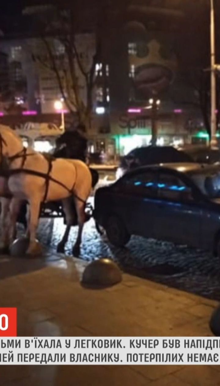 Екскурсійна карета з кіньми в’їхала в легковик у Львові