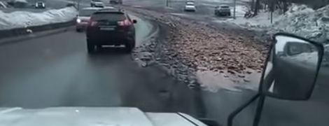 В российском городе водитель случайно выгрузил на дорогу тонны рыбных отходов