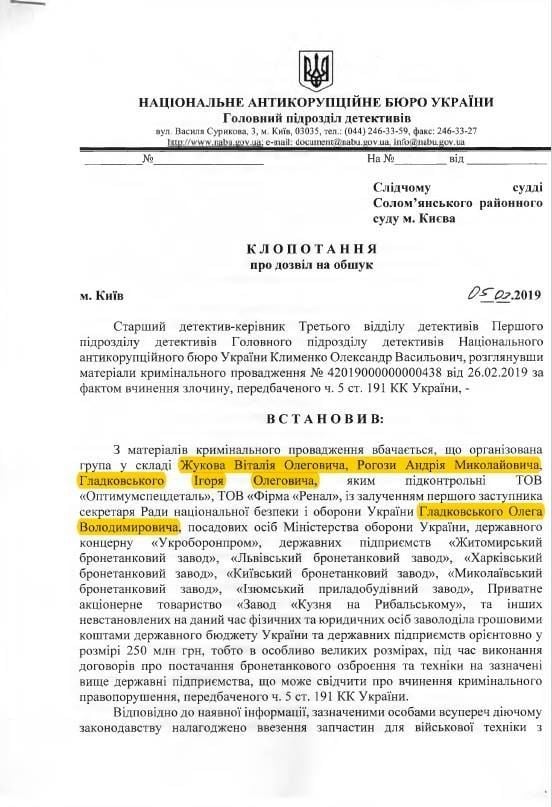 Клопотання про проведення обшуку від САП