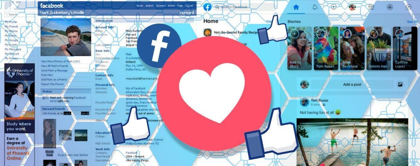 До та після: як змінювався дизайн Facebook впродовж 15 років