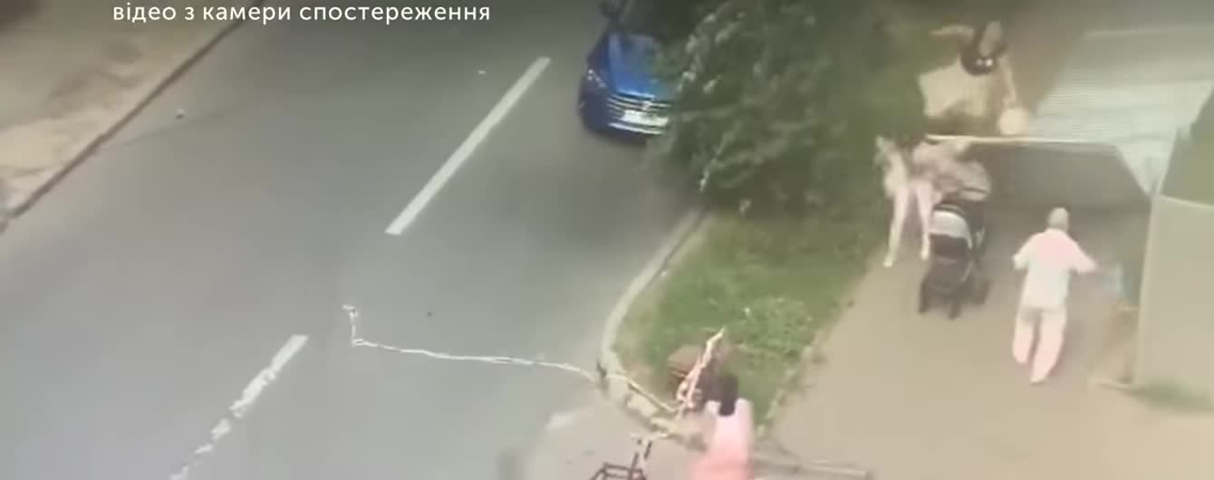 В Харькове металлическая ограда упала на женщину с детской коляской и ее дочь. Инцидент попал на видео