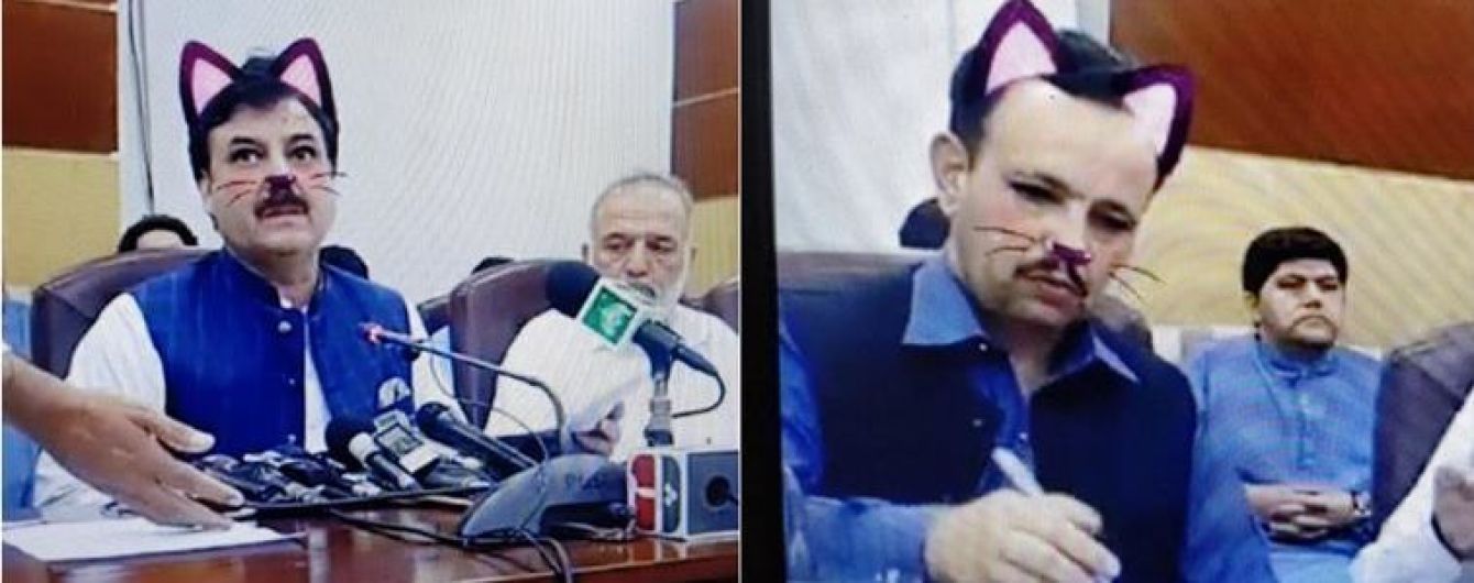 В Пакистане чиновники превратились в "котов" из-за случайно включенного фильтра во время трансляции