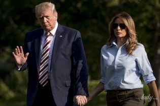 У штанях кольору хакі і на шпильках: Меланія Трамп повернулася з чоловіком з вікенду
