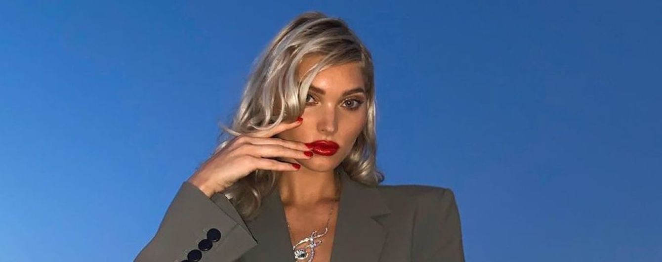 В жакете на голое тело: пикантный лук "ангела" Victoria’s Secret Эльзы Хоск