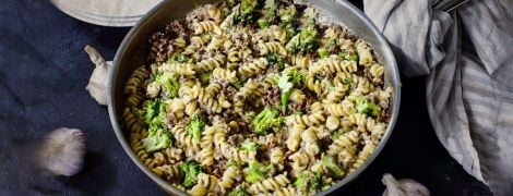 Макароны с брокколи и говядиной