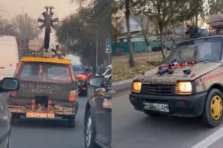 В Казахстане засняли "ВАЗ" на дровах. Водитель получил сразу шесть штрафов