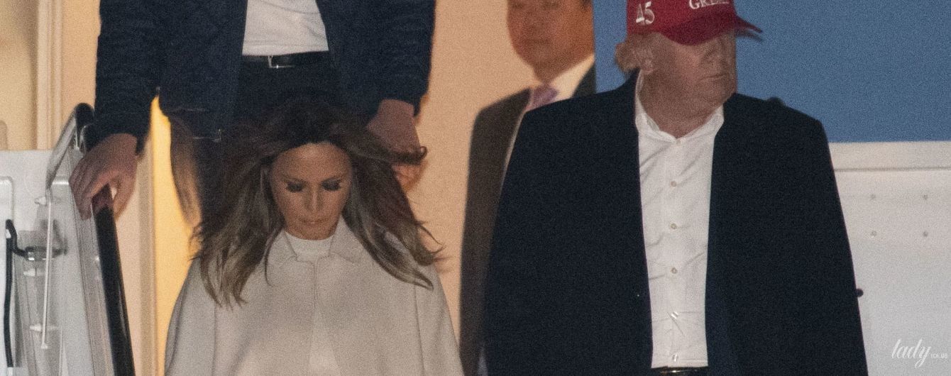 В белом платье и пальто: нежный аутфит Мелании Трамп