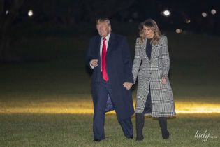 В элегантном пальто с плетением Глен: красивый выход Мелании Трамп