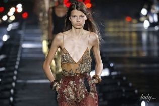 Золоте шиття і фігурні декольте в колекції Saint Laurent сезону весна-літо 2020