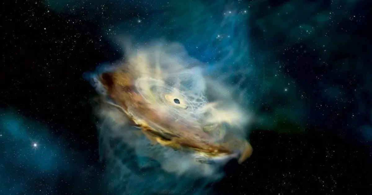 Художнє зображення закрученої корони над акреційним диском чорної діри