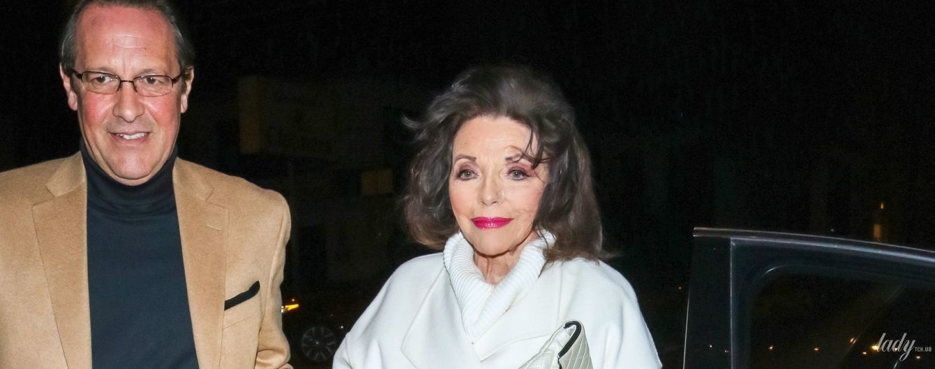 С насыщенными стрелками и яркими губами: 86-летняя Джоан Коллинз была запечатлена папарацци