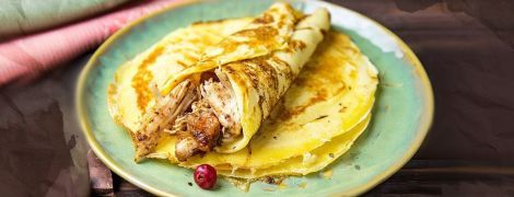 Блины с курицей и шоколадом