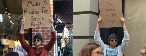 "Сделайте праздник для одиноких": блогер протестует с забавными плакатами и показывает их в Instagram