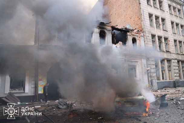 Три “Шахеди” влучили у дитячий садок в Харкові. / © Управління ДСНС у Харківській області