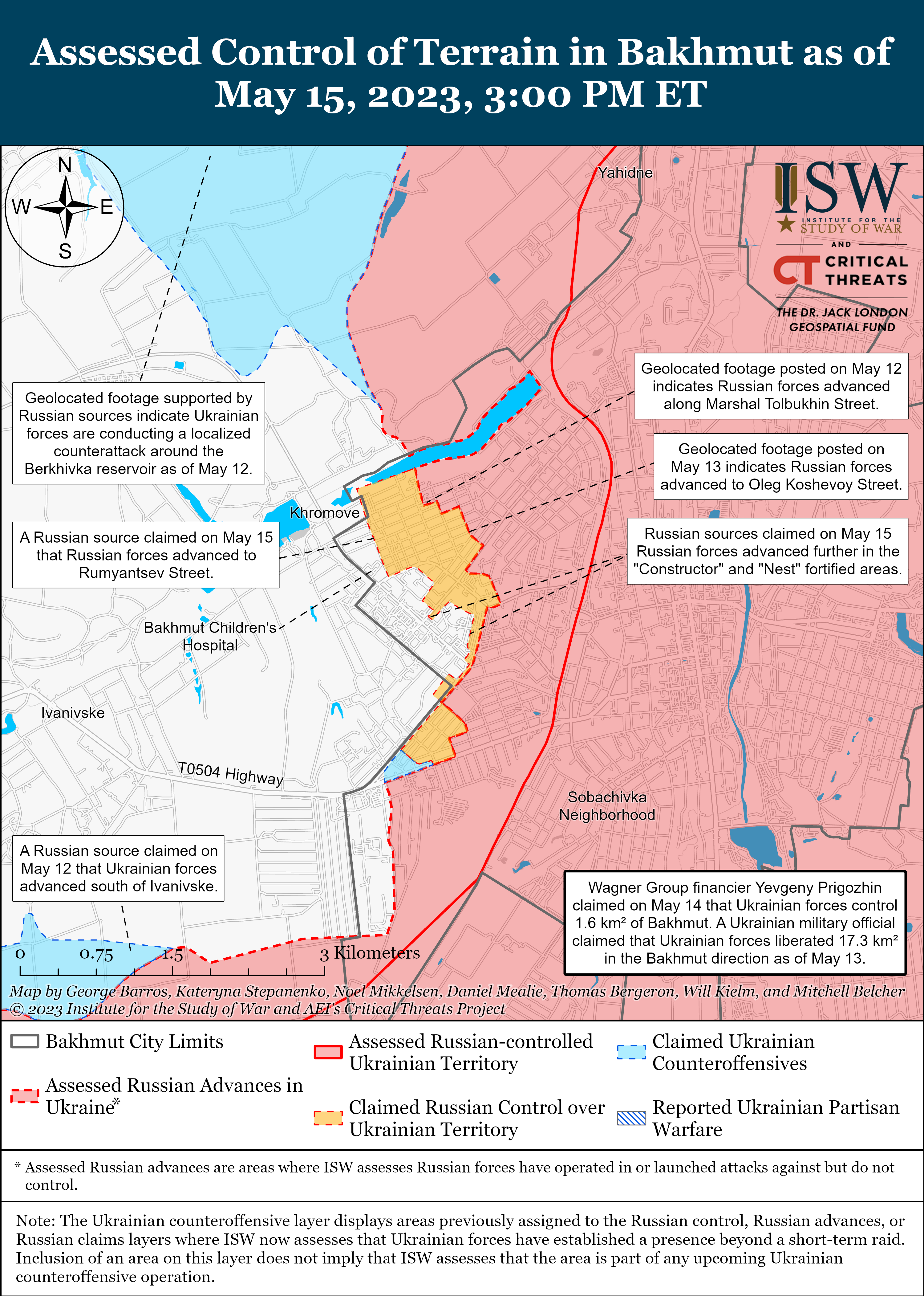 Ситуація в Бахмуті на Донеччині. Карта ISW. / ©