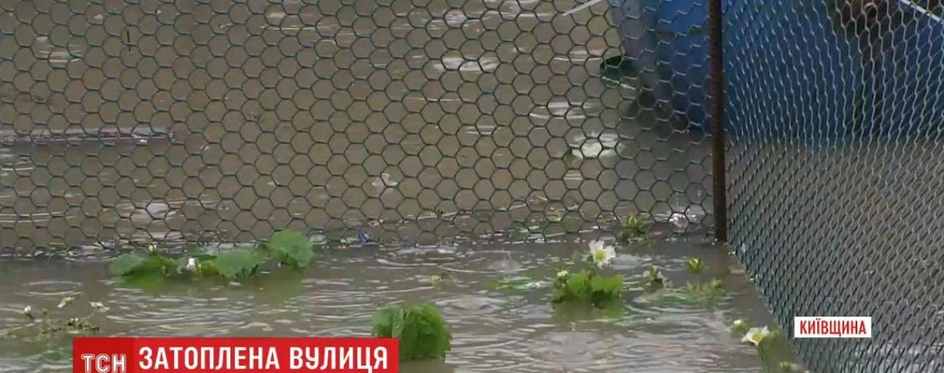 Поплыли садовая мебель и овощи: в Буче затопило пол улицы