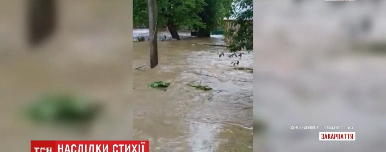 Закарпаття затопило через потужні зливи: дороги та вулиці перетворилися на річки